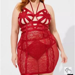 NWT TORRID strappy heart chemise + hipster bottom DUO